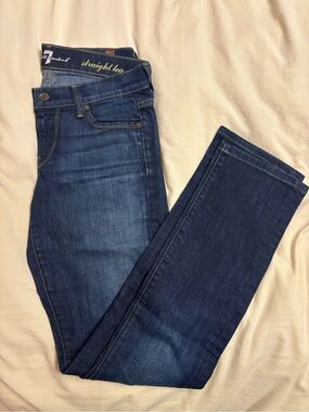 7 For All Mankind Dark Blue Straight Leg Jeans